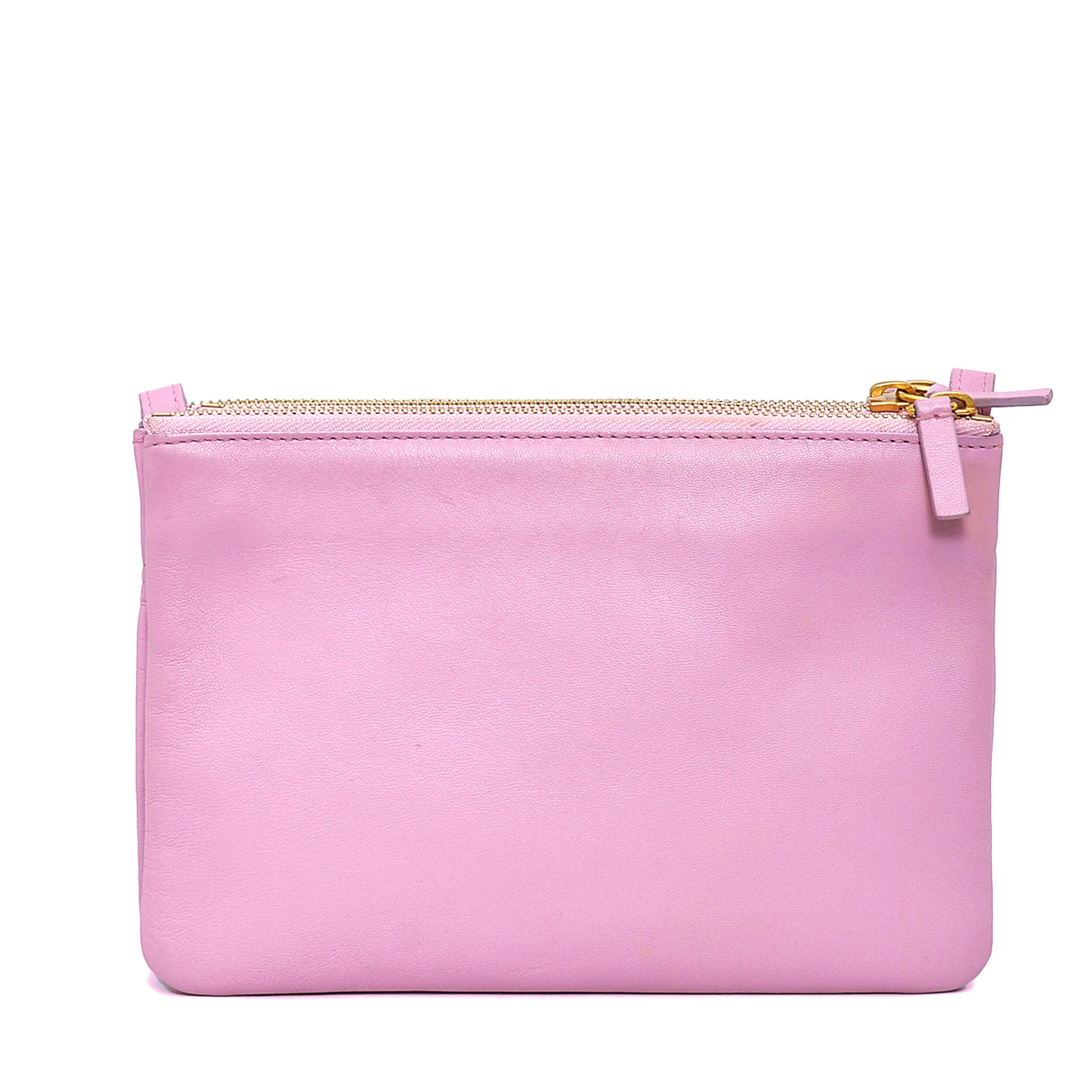 Celine - Candy Pink Leather Trio Accordion Small Crossbody Bag